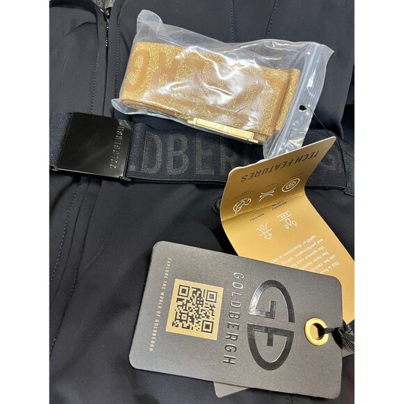 GOLDBERGH Black Faux Fur Border Belted HIDA SKI JACKET Large (US 10) - Picture 5 of 7